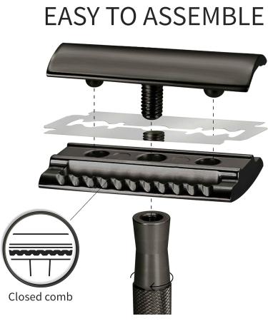 Black Safety Razor for Men and Women | Eco-Friendly Metal Razor by Bambaw | Fits All Double Edged Blades | Plastic-Free and Sustainable | Ideal Eco Gift - Buy Online on GoSupps.com