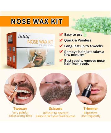 Nose Wax Kit for Men and Women - Nose Hair Removal Wax Set with 50g Wax, 20 Applicators, 10 Wax Pods, Measuring Cup, and Moustache Stencils - Buy Online on GoSupps.com
