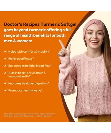 Doctor's Recipes Turmeric Softgel 750mg Curcuminoids (95%) with Ginger Extract (5% gingerols) for Antioxidant Function Mobility & Flexibility Black Pepper for Optimal Absorption 90 Softgels - Buy Online on GoSupps.com