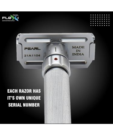 Pearl Flexi Adjustable Safety Razor V12 | Eco-Friendly Double Edge Razor for Men | Reusable Brass Shaving Razor - Perfect Father's Day Gift - Buy Online on GoSupps.com