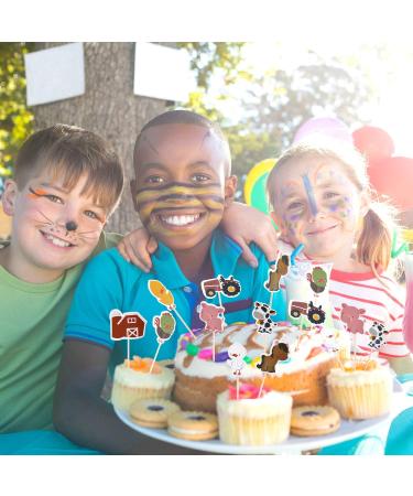 96 Pieces Cupcake Toppers Animal Cake Toppers Farm Zoo Animal Cupcake Decoration for Farm Themed Birthday Party Supplies - Buy Online on GoSupps.com