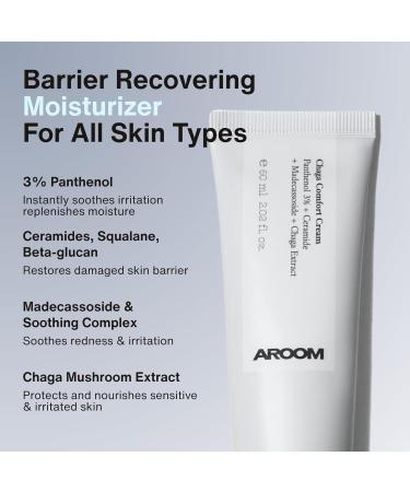 AROOM Barrier Repair Cream with Panthenol & Ceramide | Damaged Skin Restore and Deep Hydration | Non-Comedogenic Fragrance Free Korean Skincare | Chaga Comfort Cream 60ml / 2.02 fl oz - Buy Online on GoSupps.com