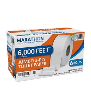 Marathon Jumbo Roll 2-Ply Toilet Paper Septic Safe (1000 ft./roll 6 rolls/case)