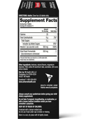 Airborne 500mg Vitamin C Chewable Tablets with Betaboost - 44ct Citrus Flavor, Supports Healthy Immune Cells, Year-Round Immune Support - Buy Online on GoSupps.com