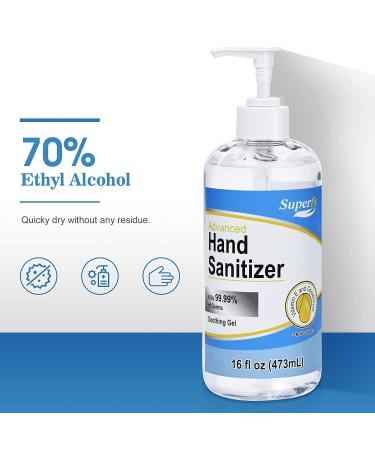 Superfy Hand Sanitizer Gel 128oz - 70% Alcohol - Quick-drying - 8 Pack 16 oz Pump Bottles - Buy Online on GoSupps.com