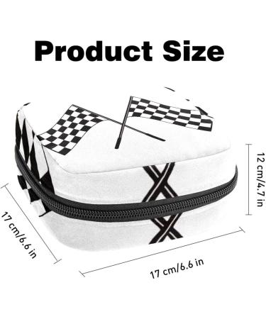 Black & White Checkered Women s Bandage Storage Bag | Portable Menstrual Cup Pocket with Zipper for Teens & Women - Buy Online on GoSupps.com