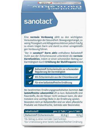 Sanotact Intestine Active - 6 x 84 Chewing Tablets for Digestive Health | 100% Vegan | Natural Fiber & Inulin | Supports Normal Intestinal Function - Buy Online on GoSupps.com