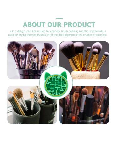 2-in-1 Makeup Brush Storage & Cleaner Box - Scrubber Stand & Mat for Effortless Cleaning - Green - Buy Online on GoSupps.com
