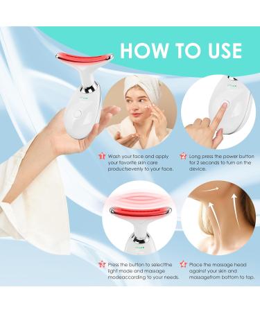 Facial Massager for Face & Neck - 7 Color Sculpting Wand with Red Light Therapy for Enhanced Skin Care (White - Buy Online on GoSupps.com
