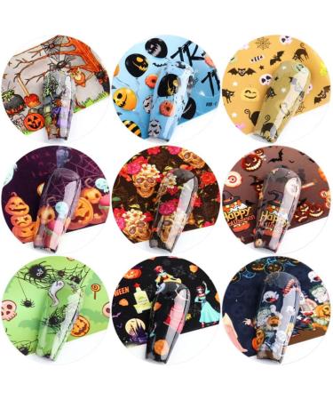 10 Sheets Halloween Nail Foil Transfers Stickers Pumpkin Spider Skull Ghost Witch Nail Decals Festival Party Supplies Decoration Manicure Tips Wraps. - Buy Online on GoSupps.com