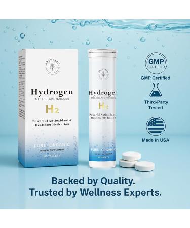 Molecular Hydrogen Water Tablets with Magnesium - 8 PPM Molecular Hydrogen Tablet for Drinking Water Rich in Antioxidants Supports Cellular Health Recovery & Cognitive Function | 60 Tablets - Buy Online on GoSupps.com