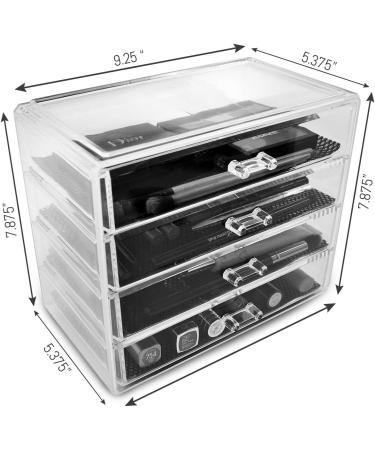 Clear Acrylic Makeup Organizer - Stylish Storage Display for Vanity & Bathroom (4 Medium Drawers) - Buy Online on GoSupps.com
