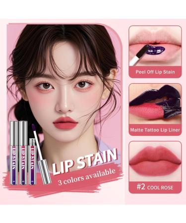 3 Couleurs Crayon a Levre Lip Stain Peel Off Peel Off Lip Stain Crayon L vres Tattoo Imperm able Longue Dur e et Pigment Peel Off Lip Tint Stain Rose - Buy Online on GoSupps.com