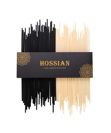 HOSSIAN Reed Diffuser Sticks - Reed diffusers-Reed Sticks -Diffuser Glass Bottles-Diffuser Refills- Natural Rattan Wood Replacement for Aroma Fragrance (10" Black and Beige)