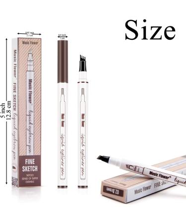 GCVSE Eyebrow Pencil Microblading Eyebrow Pencil with 4 Micro-Fork Tips Long-Lasting Brow Waterproof Smudgeproof Brow Pen - Easy Creation of Natural Looking Defined Eyebrows (Dark Brown) - Buy Online on GoSupps.com