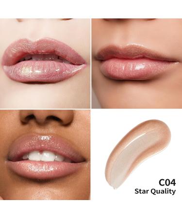 Oulac Lip Gloss Shiny - 3D Liquid Lipstick with Moisture & Glitter | Rose Damask Extract | Lip Care for Dry Lips | Light Beige C04 | 4.5ml - International Shipping Available - Buy Online on GoSupps.com