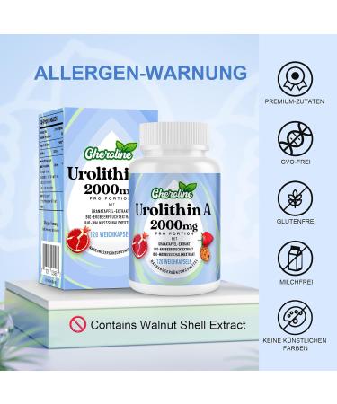 Urolithin A Supplement 2000mg - 120 Softgels for 60 Days - Enriched with Pomegranate Strawberry and Nut Extracts - for Mitochondria (120 Units Pack of 1) - Buy Online on GoSupps.com