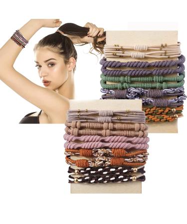 Hair Ties for Women Girls 20 Pcs Boho Dual-Use Bracelets and Hair Tie for Thick Hair/Pony Tails No Damage No Crease Elastics Hair Rubber Bands Ponytail Holders (Cute)