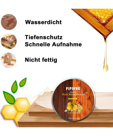 Furniture Wax - Colorless Natural Wood Care Beeswax Polishing & Protection | Waterproof Abrasion-Resistant 100g with Sponge (Lemon) for Antique & Wooden Furniture Maintenance - Buy Online on GoSupps.com
