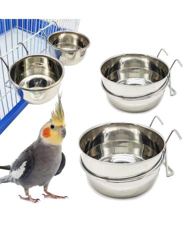 x Bird Cage Feeding Bowl Stainless Steel with Hook 4 Sizes Hanging for Bird Animal Small Dog BPS-11129 x 2 - Buy Online on GoSupps.com
