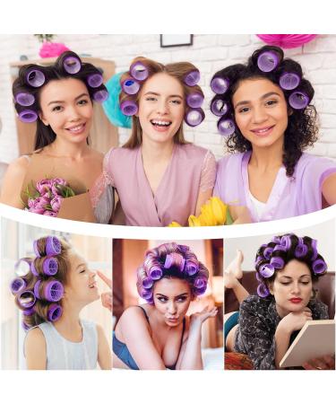 Thrilez 28Pcs Jumbo Hair Rollers with Clips - 3 Different Sizes for Long, Medium, Short Hair - Salon Quality Hair Roller Set in Purple - Buy Online on GoSupps.com