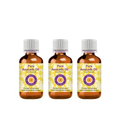 DEve Herbes Pure Avocado Oil (Persea Americana) natural therapeutic quality cold pressed (Pack of Three) 100ml X 3 (10 oz) 100 ml (3 -pack)