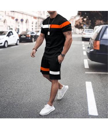 Wabtum Men's Sport Set - Summer 2 Piece Outfit Athletic Suits Black Large - Buy Online on GoSupps.com