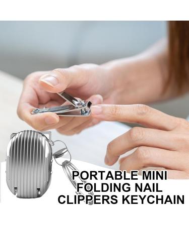 Keychain Nail Trimmer | Nail Cutting Clippers | Stainless Steel Nail Trimmer Travel Pocket Nail Cutter Nail Grooming Tool Miniature Nail Trimmer for Home and Travelling Silver - Buy Online on GoSupps.com
