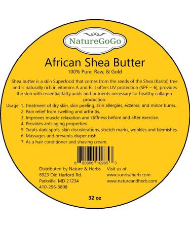 Pure Raw & Gold 100% African Shea Butter 32oz