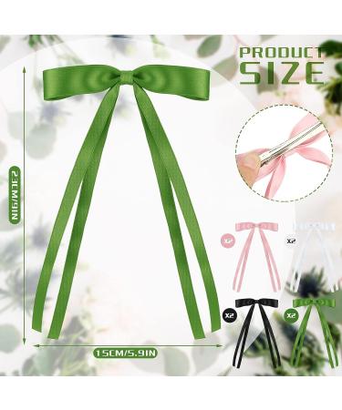 Yunlly 8 Pcs Tassel Ribbon Hair Bow Clips for Women and Girls - Silky Hair Accessories - Buy Online on GoSupps.com