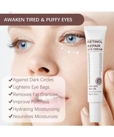 Retinol Eye Cream Anti Aging Retinol Eye Cream with Retinol Serum & AHA 30% & BHA 2% Eye Cream for Dark Circles and Puffy Eyes Reduce Fine Lines Under Eye Cream for Women/Men Skincare Anti Wrinkles - Buy Online on GoSupps.com