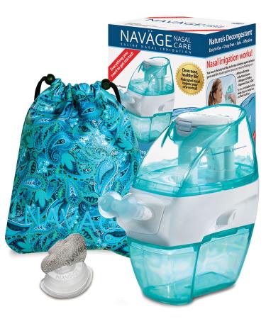 Navage Nasal Care Travel Bundle Nose Cleaner with 20 SaltPod Capsules Travel Bag (Paisley)