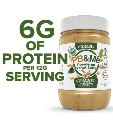 PB&Me Organic Powdered Peanut Butter - Keto Snack, Gluten Free, Plant Protein - 16oz (1lb) - No Sugar Added - Buy Online on GoSupps.com