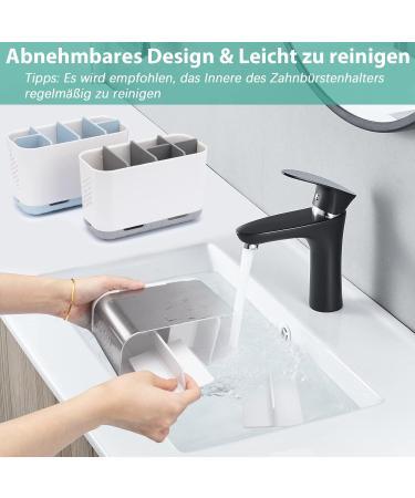 Brushed Nickel Electric Toothbrush Holder - Large Bathroom Organizer Set with Adjustable Partitions - Perfect for Family Drainage Solution - Buy Online on GoSupps.com