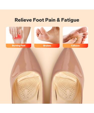 Metatarsal Pads for Women - 3 Pairs Ball of Foot Cushions & High Heel Inserts Reusable Non-Slip Shoe Inserts in Beige Black & Clear - Buy Online on GoSupps.com
