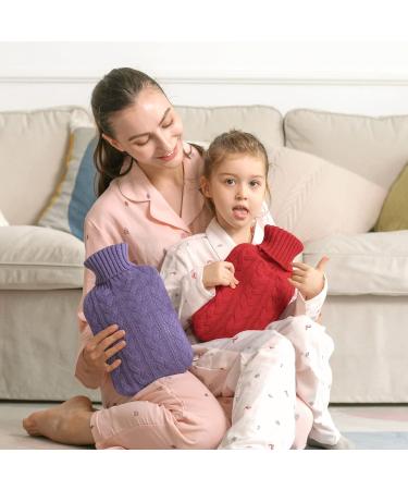 Samply 2L Hot Water Bottle with Knitted Cover for Hot & Cold Compress - Red | Hand, Feet, Neck, Shoulder Pain Relief - Buy Online on GoSupps.com