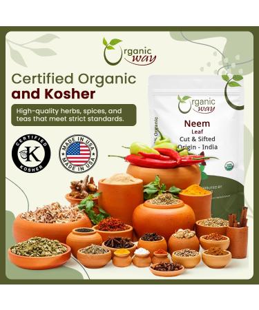Organic Way Neem Leaf Cut and sifted | Herbal Tea | Premium Neem Leaf | USDA Certified | Non GMO & Gluten Free | Origin - India (4 oz - 1/4 lbs) 4 Ounce (Pack of 1) - Buy Online on GoSupps.com