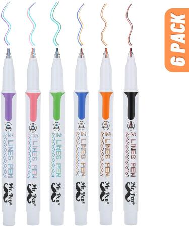 Mr. Pen Double Line Pen 6 Pack - Assorted Colors for Bible Journaling and Drawing - Buy Online on GoSupps.com