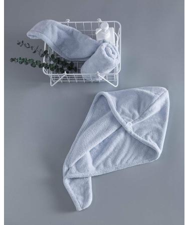 Shop Lumimi 2 Set Microfiber Haarurban Head Towels - Extra Absorbent Fast-Drying Fluffy with Button Clasp | Light Pink & Light Blue | International Shipping Available - Buy Online on GoSupps.com