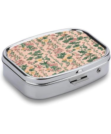 Decorative 2 Compartment Pill Box with Flower Pattern | Portable Metal Pill Organizer for Pocket & Purse | Ideal Medicine Case - Buy Online on GoSupps.com