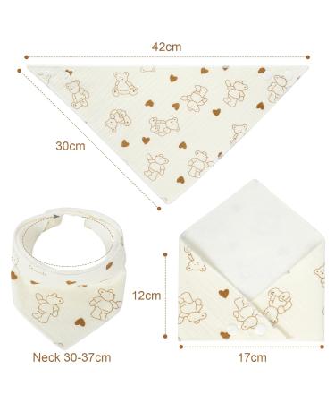 Vicloon 6 Pieces Baby Triangle Bibs - 2-in-1 Muslin & Terry Neck Towels Adjustable Waterproof Snap Bibs for Kids - Unisex Multicolored - Buy Online on GoSupps.com