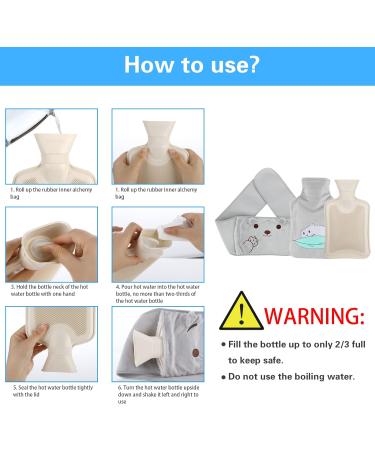 Homealexa 1L Long Hot Water Bottle with Plush Cover - Waist Warmer Rubber Bag for Winter, Cute Bear Design - Buy Online on GoSupps.com