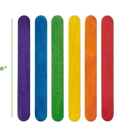 100 Count 6 Inch Colored Popsicle Sticks for Crafts - Jumbo Wooden Craft Sticks - Buy Online on GoSupps.com