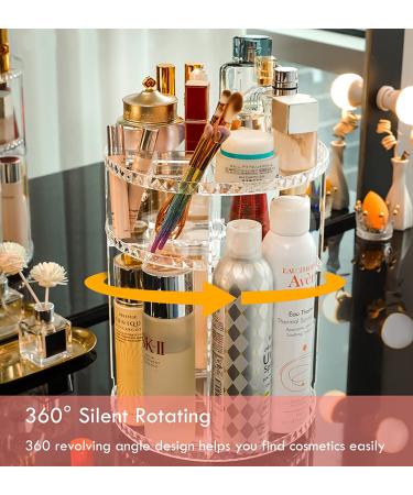 360 Rotating Adjustable Acrylic Makeup Organizer with Large Capacity - Clear Cosmetics Storage for Bathroom Counter - Makeup Holder and Dresser Organizer - Buy Online on GoSupps.com