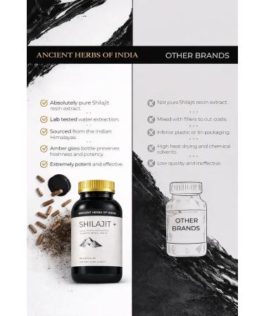 Ancient Herbs of India Shilajit+ Capsules | Pure Himalayan Shilajit Resin Extract | Rich in Fulvic Acid & Trace Minerals | Authentic Lab-Tested Non-GMO | Energy Stamina & Vitality Support - Buy Online on GoSupps.com
