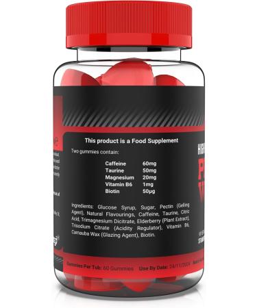 Buy Vegan Pre Workout Gummies - Strawberry Flavor - Boost Energy & Focus - 60 Count - High Performance Chewables - Buy Online on GoSupps.com