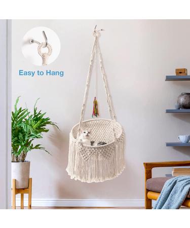 MewooFun Macrame Cat Hammock: Boho Hanging Bed for Indoor Cats - Sleeping, Playing, Climbing, Lounging - Buy Online on GoSupps.com