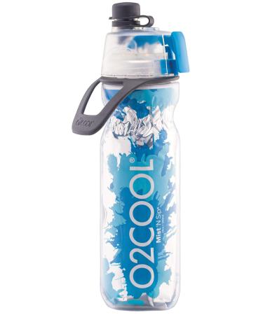 O2COOL Mist 'N Sip Misting Water Bottle 2-in-1 Mist And Sip Function With No Leak Pull Top Spout Sports Water Bottle Reusable Water Bottle - 20 oz (Splash Blue)