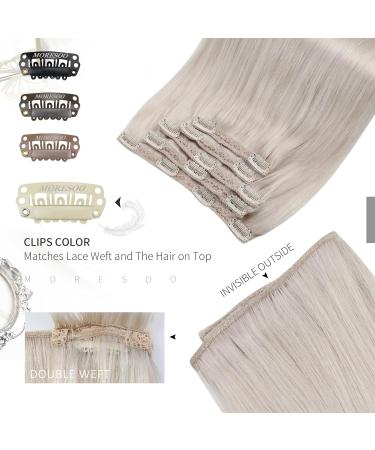Moresoo 14 Inch White Blonde Human Hair Clip in Extensions #60A - 5 Pieces/70g - Buy Online on GoSupps.com