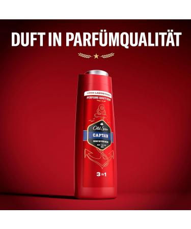 Old Spice Captain 3-in-1 Shower Gel & Shampoo for Men 400ml | Long-Lasting Freshness with Lemon Sandalwood & Sea Air | Body Hair & Facial Cleansing - Buy Online on GoSupps.com